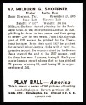 1939 Play Ball Reprint #87  Milburn Shoffner  Back Thumbnail