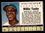1961 Post Cereal #51 BOX Willie Tasby   Front Thumbnail