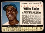 1961 Post Cereal #51 BOX Willie Tasby   Front Thumbnail