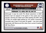 2008 Topps #302   -  Terrell Owens Pro Bowl Back Thumbnail