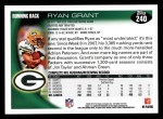 2010 Topps #240  Ryan Grant  Back Thumbnail