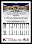 2012 Topps #143  Steven Jackson  Back Thumbnail