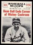 1961 Nu-Card Scoops #419   -   Mickey Cochrane  Bean Ball Ends Career Front Thumbnail