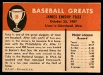 1961 Fleer #28  Jimmie Foxx  Back Thumbnail