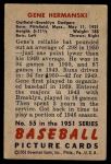 1951 Bowman #55  Gene Hermanski  Back Thumbnail