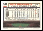 1992 Topps Traded #54 T Pete Incaviglia  Back Thumbnail