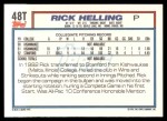 1992 Topps Traded #48 T  -  Rick Helling Team USA Back Thumbnail