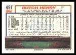 1992 Topps Traded #49 T Butch Henry  Back Thumbnail