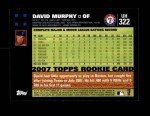 2007 Topps Update #322  David Murphy  Back Thumbnail