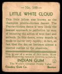 1933 Goudey Indian Gum #109  Little White Cloud   Back Thumbnail