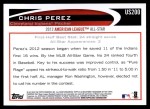 2012 Topps Update #200  Chris Perez  Back Thumbnail