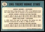 1965 Topps #593 - John Sullivan / Jackie Moore Tigers Rookies Back Thumbnail