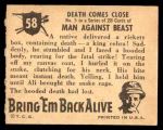 1950 Topps Bring Em Back Alive #58   Death Comes Close Back Thumbnail