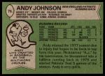 1978 Topps #76  Andy Johnson  Back Thumbnail