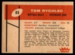 1960 Fleer #85  Tom Rychlec  Back Thumbnail
