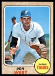 1968 Topps # 78 A Jim Northrup Detroit Tigers (Baseball Card) (Back is Gold  in Color) EX/MT Tigers