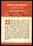 1963 Fleer #22  Nick Mumley  Back Thumbnail