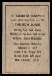 1952 Berk Ross  Sheldon Jones  Back Thumbnail