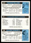 1980 Topps   -  Allen Leavell / Foots Walker / Freeman Williams 106 / 53 / 223 Back Thumbnail