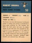 1962 Fleer #56  Robert Brooks  Back Thumbnail
