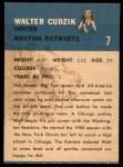 1962 Fleer #7  Walt Cudzik  Back Thumbnail