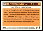 2012 Topps Heritage #218   -  Jose Valverde / Justin Verlander Tigers Twirlers Back Thumbnail