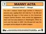 2012 Topps Heritage #48  Manny Acta  Back Thumbnail