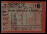 1983 Topps #302  Ted Hendricks  Back Thumbnail