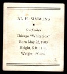 1933 Tattoo Orbit R305 Al Simmons Back Thumbnail