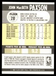 1990 Fleer #28 John Paxson Back Thumbnail