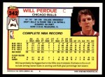 1992 Topps #342 Will Perdue Back Thumbnail