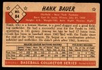 1953 Bowman #84 Hank Bauer Back Thumbnail