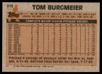 1983 Topps #213 Tom Burgmeier Back Thumbnail