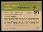 1961 Fleer #59  John Brodie  Back Thumbnail