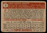 1952 Topps #11  Phil Rizzuto  Back Thumbnail