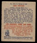 1949 Bowman #103  Joe Tipton  Back Thumbnail