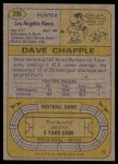1974 Topps #396  Dave Chapple  Back Thumbnail