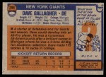 1976 Topps #296  Dave Gallagher  Back Thumbnail
