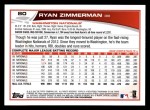 2013 Topps #80  Ryan Zimmerman   Back Thumbnail