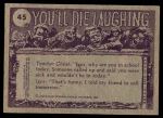 1973 Topps You'll Die Laughing #45   Ring around the collar! Back Thumbnail