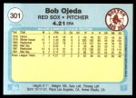 1982 Fleer #301  Bob Ojeda  Back Thumbnail