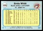 1982 Fleer #626  Ernie Whitt  Back Thumbnail