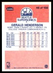 1986 Fleer #45  Gerald Henderson  Back Thumbnail