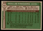1976 Topps #405  Rollie Fingers  Back Thumbnail