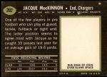 1969 Topps #202  Jacque MacKinnon  Back Thumbnail
