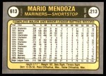 1981 Fleer #613  Mario Mendoza  Back Thumbnail