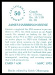 1975 SSPC #630  Jim Reese  Back Thumbnail