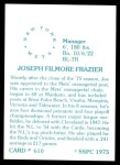 1976 SSPC #610  Joe Frazier  Back Thumbnail