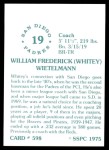 1975 SSPC #598  Whitey Wietelmann  Back Thumbnail