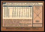1978 O-Pee-Chee #71  Cecil Cooper  Back Thumbnail